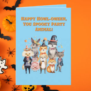Party Animals Cute Funny photo Halloween cards