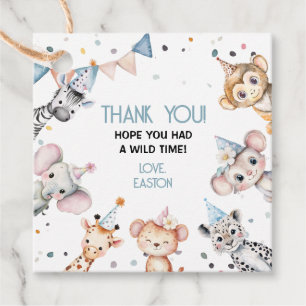 Party animals cute safari boy birthday party favour tags