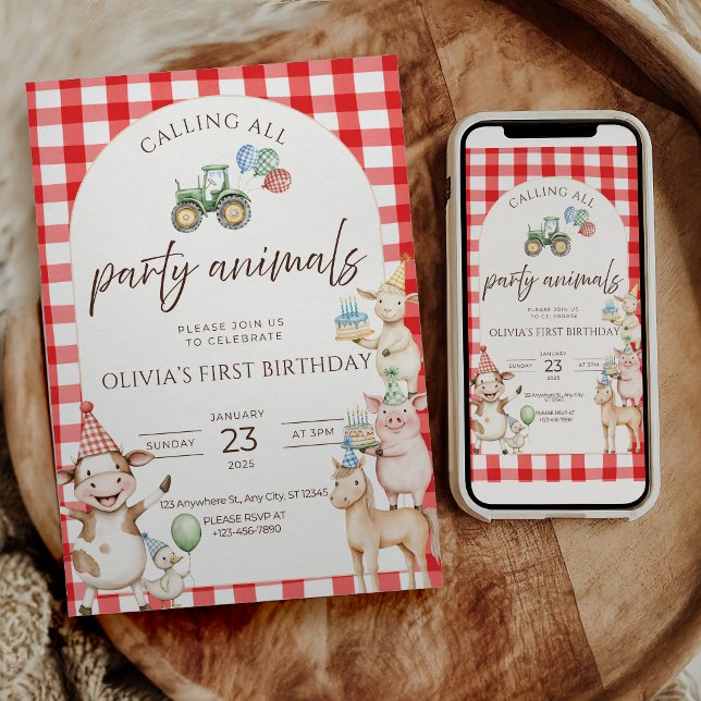 Party Animals Farm Birthday Invitation Barnyard  (Creator Uploaded)