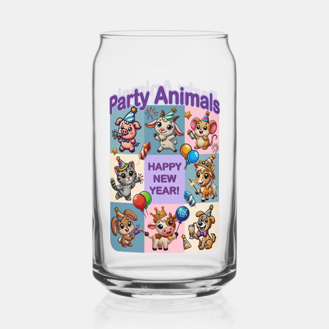 Party Animals "Happy New Year" Can Glass (Front)
