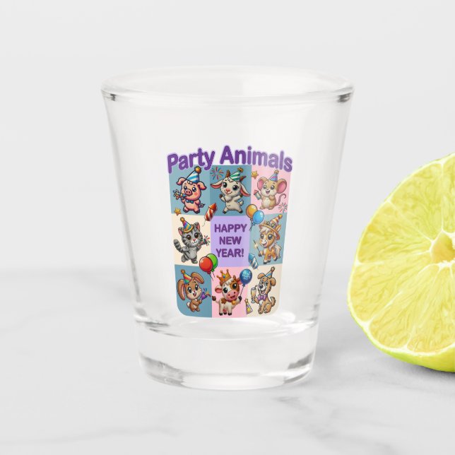 Party Animals "Happy New Year" Shot Glass (Front)