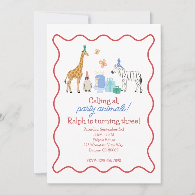 Party Animals Invitation (Front)
