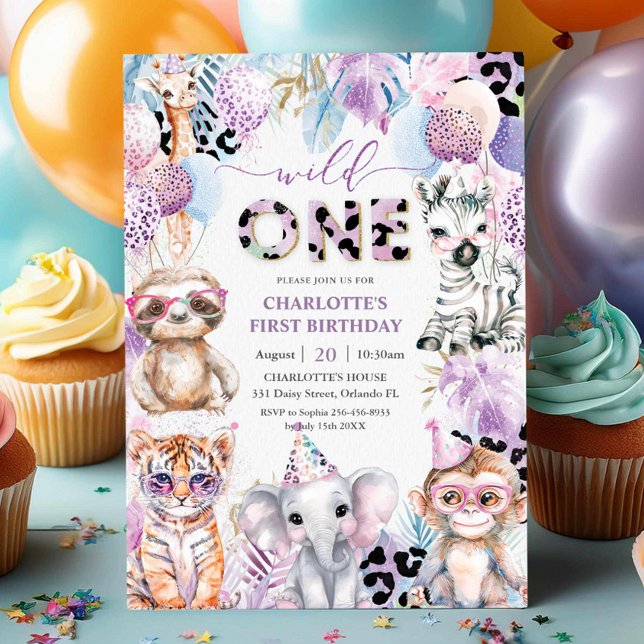 Party Animals Jungle Safari Wild One 1st Birthday Invitation (Creator Uploaded)