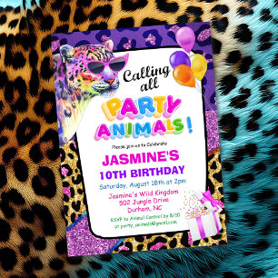 Party Animals Jungle Zoo Birthday Invitation Girl