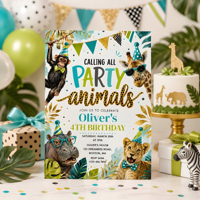Party Animals Kids Birthday Invitation (Creator Uploaded)