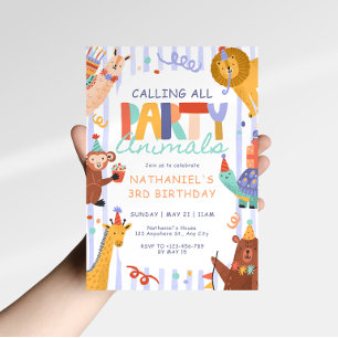 Party Animals Kids Birthday Invitation
