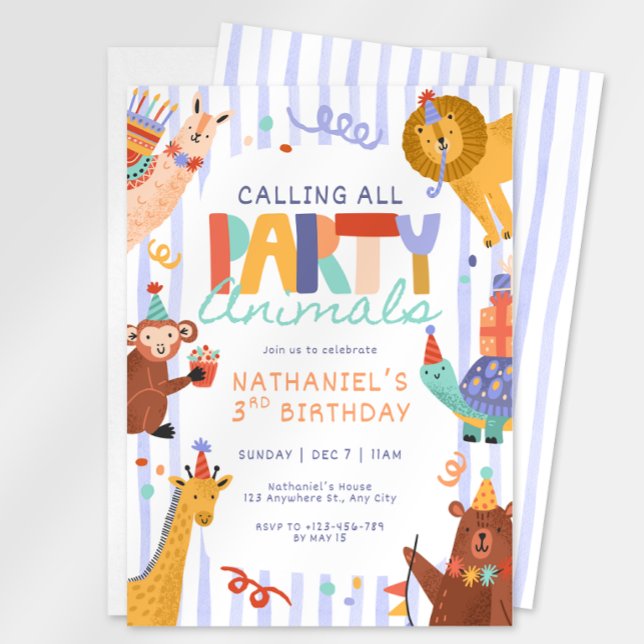 Party Animals Kids Birthday Invitation (Creator Uploaded)