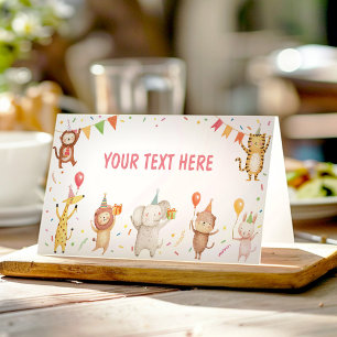 Party Animals Kids Birthday Party Food Tent Place Card