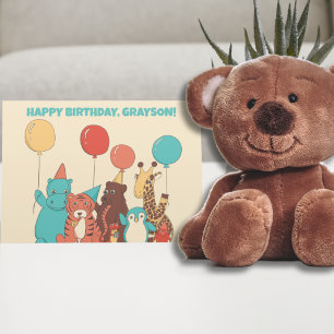 Party Animals Kids Personalised Birthday Card