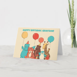 Party Animals Kids Personalized Birthday Card