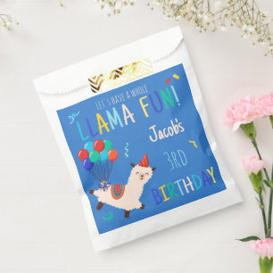 Party Animals Llama Birthday Boys Blue Favour Bags