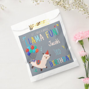 Party Animals Llama Birthday Boys Grey Favour Bags