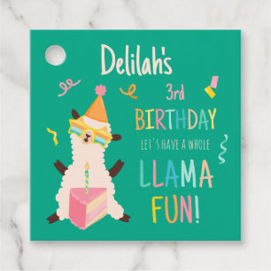 Party Animals Llama Birthday Girls Green Favour Tags