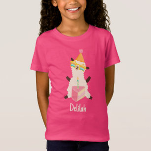 Party Animals Llama Birthday Girls Pink T-Shirt