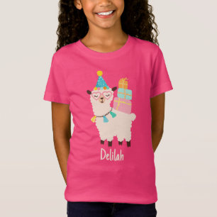 Party Animals Llama Birthday Girls Pink T-Shirt