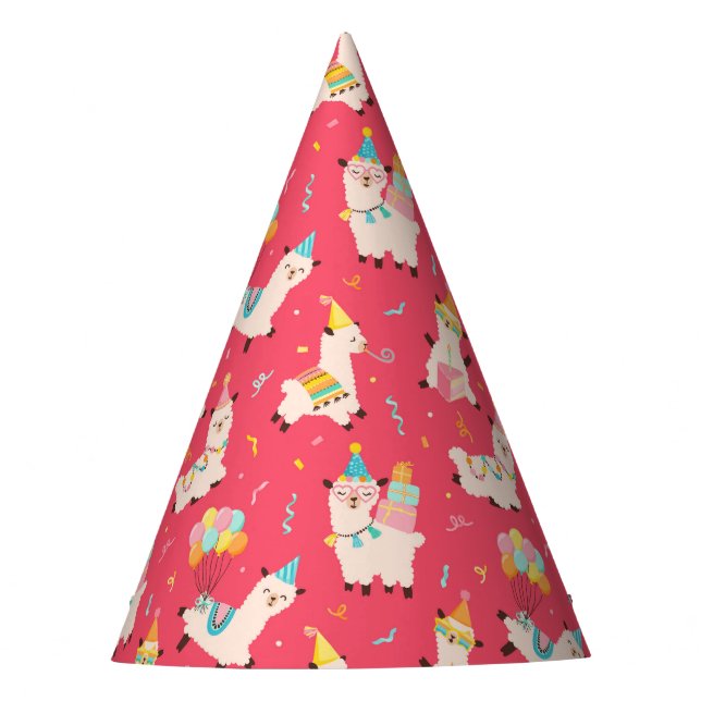 Party Animals Llama Birthday Party Pink Hat (Front)