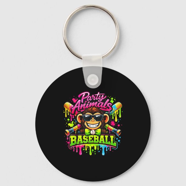 Party animals meme baseball funny monkey  key ring (Front)