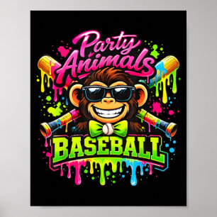 Party animals meme baseball funny monkey poster
