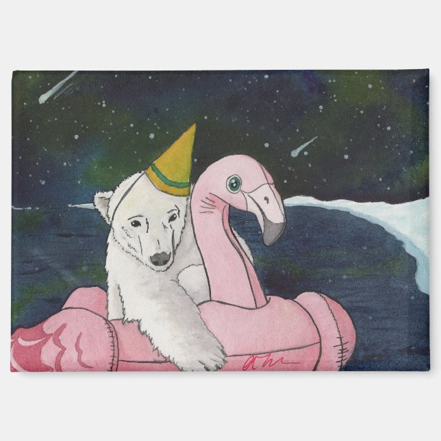 Party Animals: Polar Bear Magnet 3.5"x2.5" (Front)