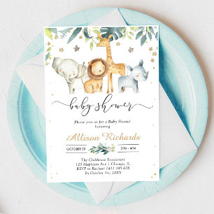 Party Animals Safari Baby Shower Invitation