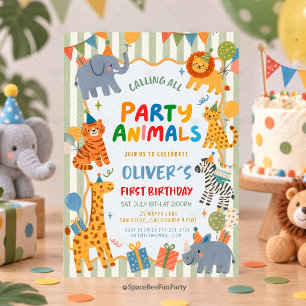 Party Animals Safari Birthday Invitation