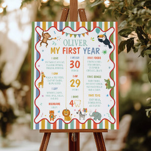 Party Animals Safari First Year Milestone Poster