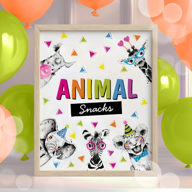 Party Animals Safari Food Animals Snacks Birthday  Poster (Creator Uploaded)