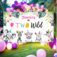Party Animals Safari Girl Two Wild Pink Backdrop B