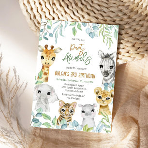 Party Animals Safari Jungle Zoo Kids Birthday Invitation