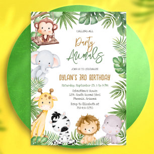Party Animals Safari Jungle Zoo Kids Birthday Invitation