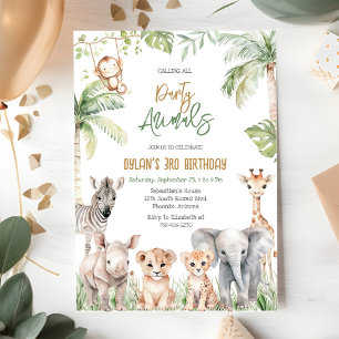 Party Animals Safari Jungle Zoo Kids Birthday  Invitation