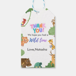Party Animals Safari Thank You Wild Time Gift Tags