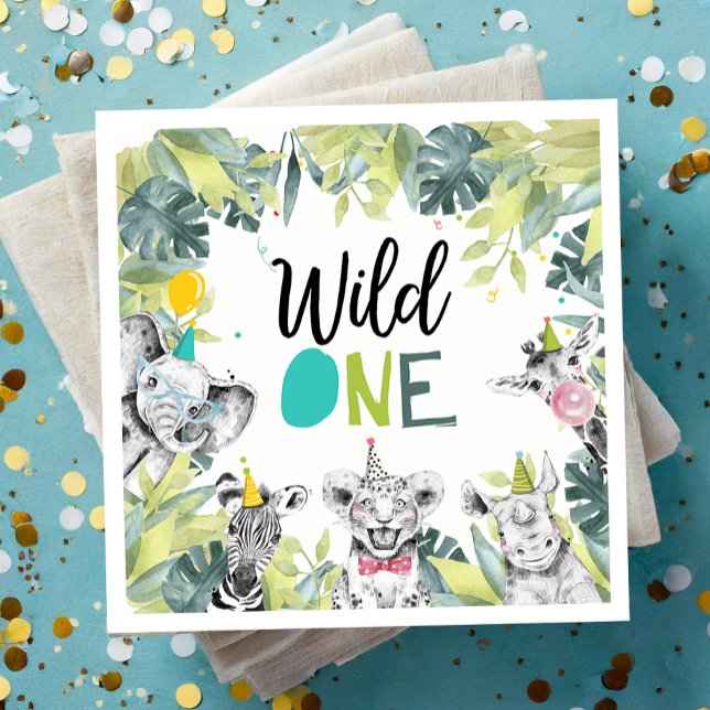 Party Animals Safari Wild One Boy Birthday Party Napkin (Creator Uploaded)