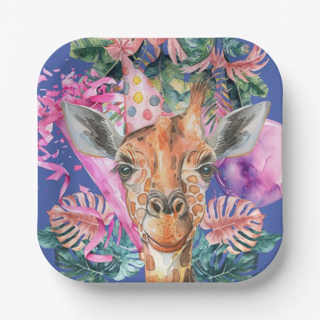 Party Animals Safari Wild One Boy Birthday Party Paper Plate (Front)