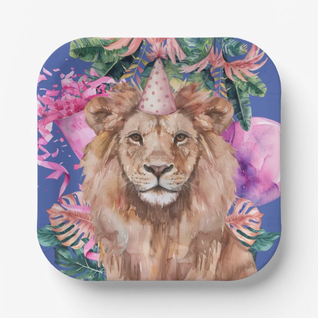 Party Animals Safari Wild One Boy Birthday Party Paper Plate (Front)