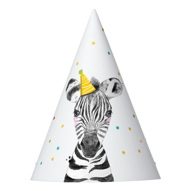 Party Animals Safari Wild One Jungle Zoo Birthday Party Hat (Front)