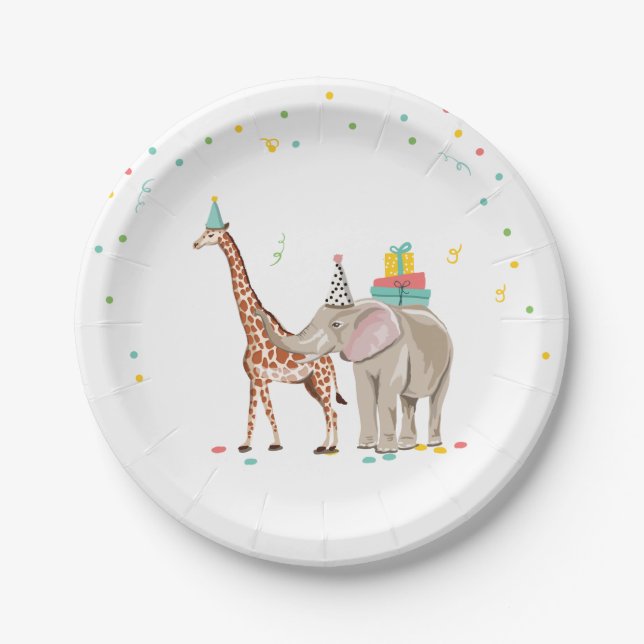 Party Animals Safari Zoo Party Girl Wild Birthday Paper Plate (Front)