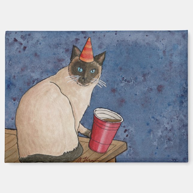 Party Animals: Siamese Cat Magnet 3.5"x2.5" (Front)