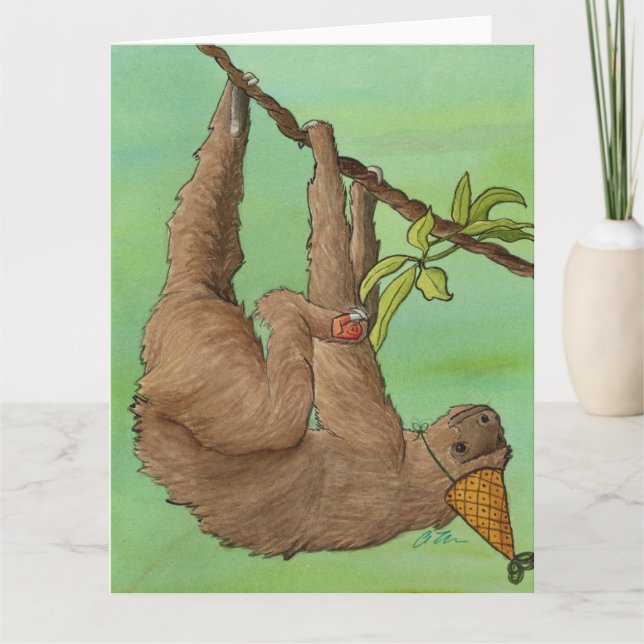 Party Animals: Sloth Card 8.5"x11" (Front)
