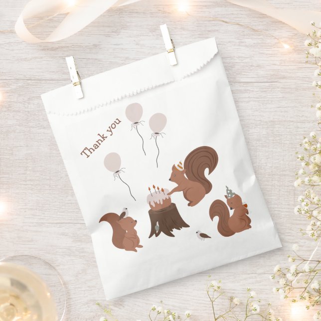 Party Animals Squirrel Birthday Party Favour Bags (Clipped)