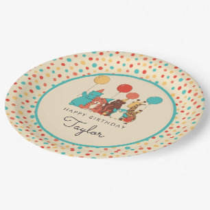 Party Animals Tiger, Penguin, Hippo Kids Birthday Paper Plate