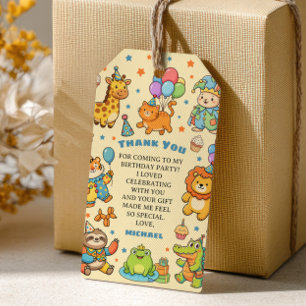 Party Animals Whimsical Kids' Birthday Thank You  Gift Tags
