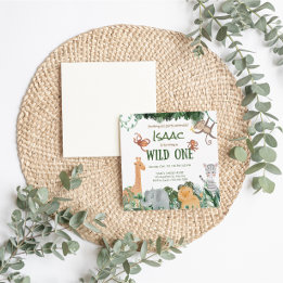 Party Animals Wild One Birthday Invitation Card