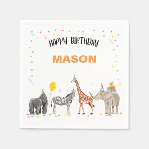 Party Animals Wild One Zoo Jungle Boy Birthday Napkin