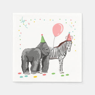 Party Animals Wild One Zoo Jungle Girl Birthday Napkin