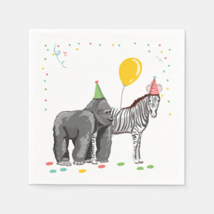 Party Animals Wild One Zoo Wild Jungle Birthday Napkin