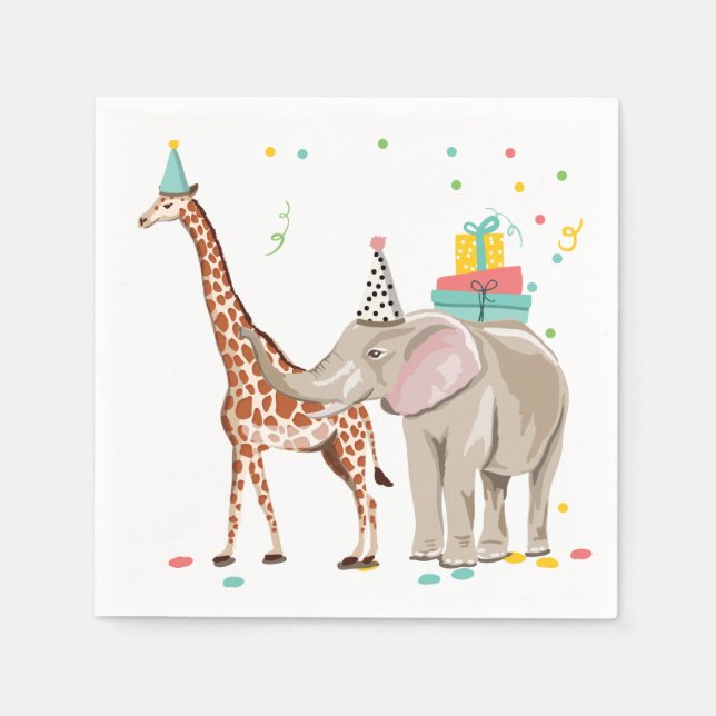 Party Animals Wild One Zoo Wild Jungle Birthday Napkin (Front)