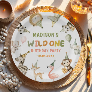Party Animals Wild Safari 1st Birthday Paper Plate