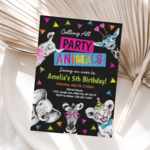 Party Animals Wild Safari Birthday Party Invitation