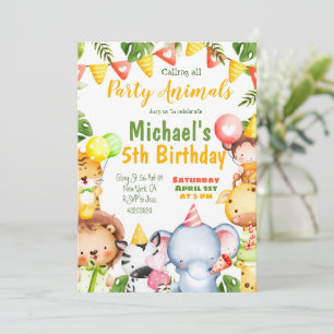 Party Animals Wild Safari Kids Birthday Invitation